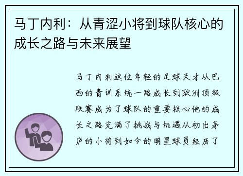 马丁内利：从青涩小将到球队核心的成长之路与未来展望