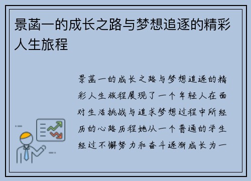景菡一的成长之路与梦想追逐的精彩人生旅程